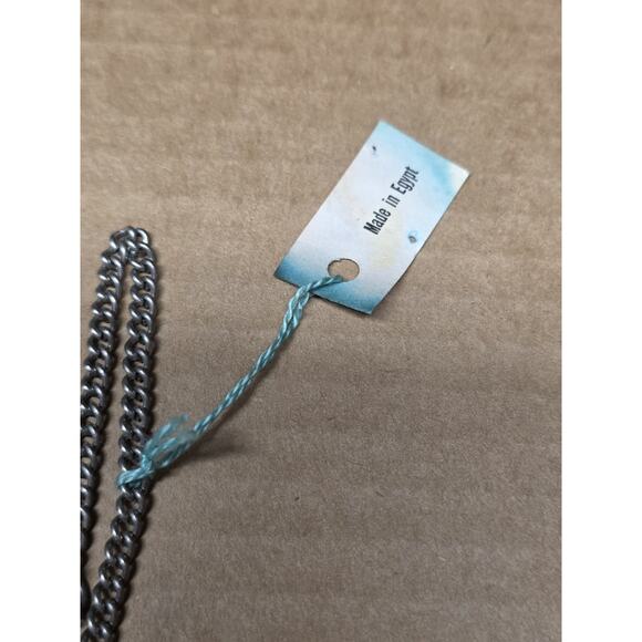 VINTAGE FAUX TURQUOISE Medallion Pendant Necklace Made In Egypt - Picture 4 of 5